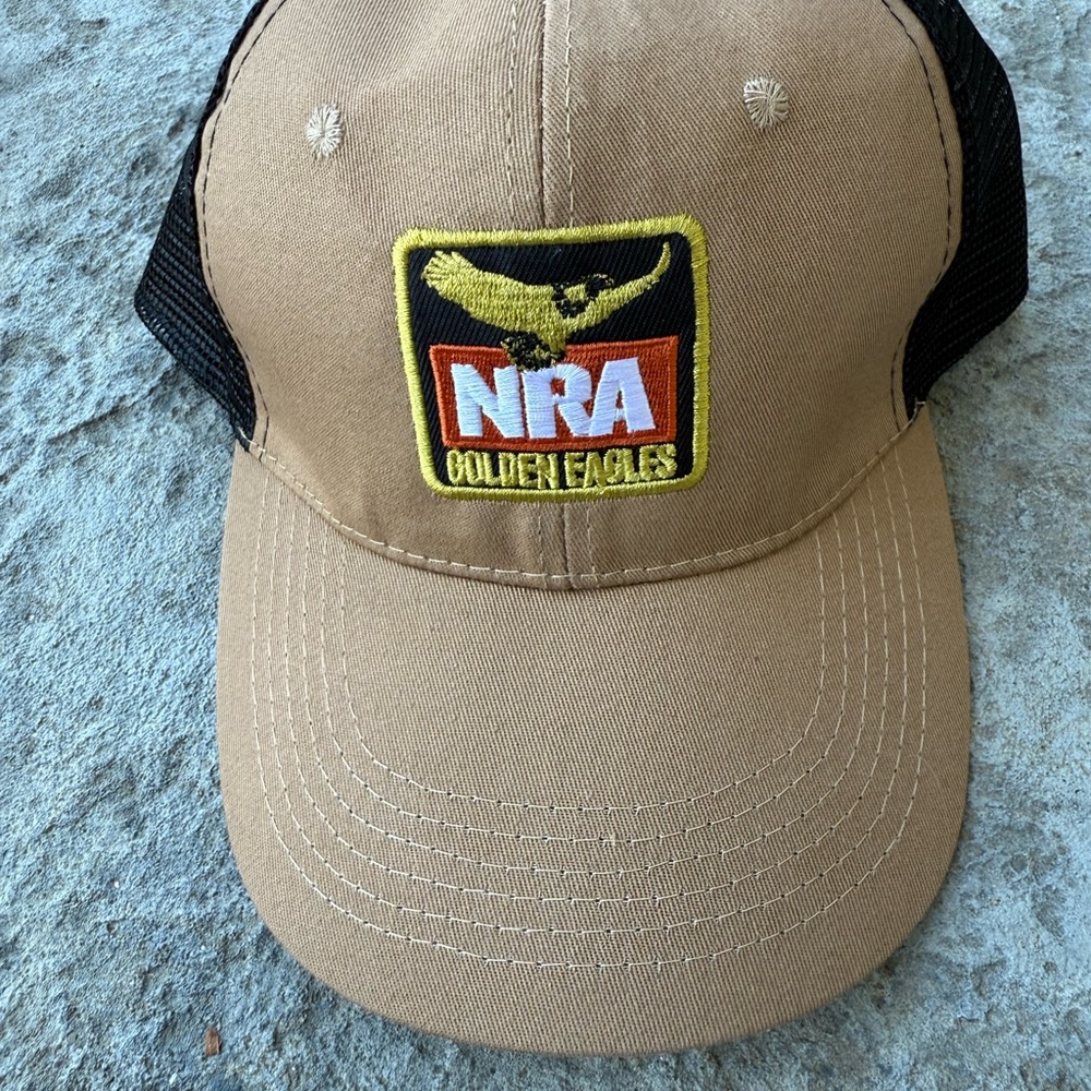 NRA‎ Golden Eagles Snapback Mesh Hat Cap Brown Black Adjustable Strap